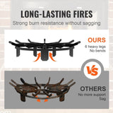 Log Grate, 27 inch Heavy Duty Wheel Fire Grate with 6 Support Legs, Solid Powder-coated Steel Bars, V952-LXYMP6X20MM27JRUUV0
