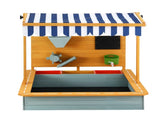 Keezi Kids Sandpit Wooden Canopy Sandbox With Cover Funnel Outdoor Toys 110cm Green SAND-CANOPY-FUNNEL-110-GN