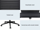 Artiss Ergonomic Office Chair Mesh Computer Desk Chairs with Lumbar Support, Height Adjustment OCHAIR-L-2014-BK