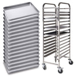 SOGA Gastronorm Trolley 16 Tier Stainless Steel with Aluminum Baking Pan Cooking Tray for Bakers SOGA1310-16X6040