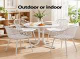 Gardeon 5PCS Outdoor Dining Set Table and Chairs Patio Furniture Garden Diamond White ODF-DIN-5STFD-130-WH