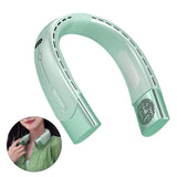 Hanging Neck Fan Wearable Bladeless Fan USB Rechargeable Cooling Fan with 5 Speed Adjustment Blue V1263-JX-7213-2