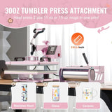 Heat Press Machine 12x15 in 5 in 1 with 30oz Tumbler Press T-Shirts Pink V952-YTS30OZ12155163JQV3