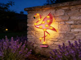 2Pack Metal Flamingo Outdoor Wall Decor, Solar Ambient Landscape Lights with Flower LED Auto On/Off, V1107-124-20237-PNK-2PACK