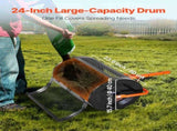 Compost Spreader, 24 in Wide Peat Moss Spreader with T Shaped Handle, 3 Heights Adjustable, V952-GTSBJHSFMTCGIFLZ7001V0