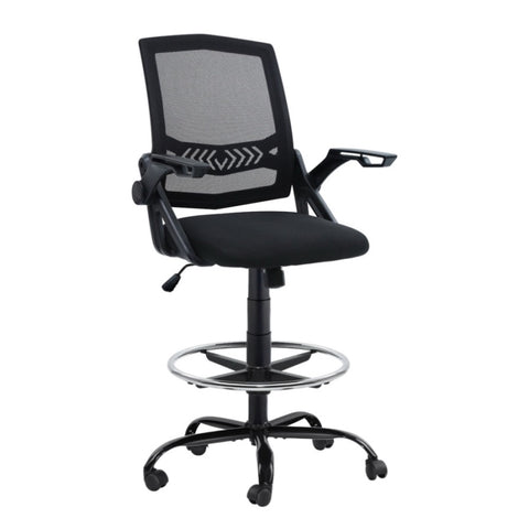 Artiss Office Chair Drafting Stool Mesh Chairs Black OCHAIR-G-RING-2003-BK