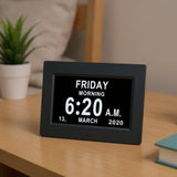7" Large Display Digital Clock with Detailed Time & Date, Multiple Alarm Reminders,Language V1189-LC-RY-00503