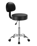 Round Rolling Stool, PU Leather Rolling Stool with Backrest, 360&deg Swivel Drafting Stool with V952-YDHSJSYXYKBWDYI0TV0
