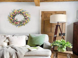 26 Inch Spring Summer Colorful Flower Wreath Front Door, Forsythia Lavender Wild Flowers Wreath V1258-DP02-C-2645