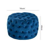 Round Velvet Ottoman in Navy V264-OTM-802V-BLU