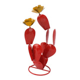 Metal Prickly Pear Cactus with Flowers Iron Rustic Cactus Statue Desert Decor Sculpture for Garden V1294-YM0703-3111230153411