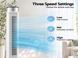 Devanti Tower Fan with Remote Control, 3 Speed 3 Mode 7.5h Timer, White TF-RC-01B-WH