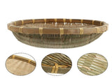 1Pc Bamboo Storage Tray in Khaki with Round Dustpan Design for Practical Home Use V1192-AZ-W-29153