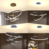 BAMDECOR 18801 Modern LED Chandelier, Dimmable Pendant Light with Remote Control Rings Round Ceiling V255-BAM-18801/3-BLACK