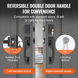 Double Door Set, Matte Black Arched Door Lever, Double Front Door Set with Reversible V952-SMSBYGHDSHXLZ8LO2V0