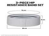PROFLEX 3-Piece Hip Resistance Band with Storage Bag, Grey, Dark Grey, Black Pack V219-FTNRBSFT3GBA