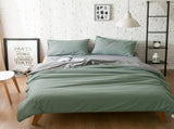 Dark Green And Grey Stitching Ultra-Soft Solid Color 4-Piece Bedding Set - Queen Size V888-ELOSUNG21507