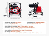 Drain Cleaner Machine 15m x 13mm, Manual Feed Sewer Snake Auger on Wheels - with 4 Cutters & V952-SDJJKLSGDSTJWGUIY002V3