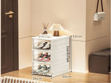 White Black foldable shoe storage boxes, transparent shoe boxes, shoe storage Australia, wardrobe V1347-127-BLA-03454