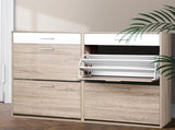 Artiss Shoe Rack Cabinet 36 Pairs Adjustable Shelves Pine Sara FURNI-SHOE-NEW4D-AB