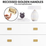 Sarantino Amara Chest of Drawers Tallboy Dresser in White Gold CHE-90L-05-WHG