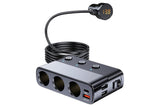 7 in 1 Cigarette Lighter Splitter QC3.0 PD 30W Charging 3 Socket Car Charger Adapter V1263-JX-6411