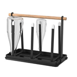 Bottle Holder Dish Drainer Bottles 6 Bottle Stand, Metal Cup Holder with Drip Tray and Bottle Dryer V1366-AZ2-W-06863