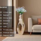 30-Inch Tall Double Sided Crushed Diamond Floor Vase Large Mirrored Silver Crystal Dcor V767-HP-ZZ1872