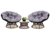 Gardeon Outdoor Lounge Setting Furniture Wicker Papasan Chairs Table Patio Brown ODF-PAPASAN-TBCHX2-BR