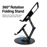 Aluminum Alloy Dual Device Stand for Phone Tablet, 360&deg Silent Rotation, Weighted Base 2KG Capacity, V1232-SJZJ-RHY-002