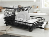 CARLA HOME 2 tier Dish Drying Rack with Drainboard & Utensil Holder for Kitchen V178-36538