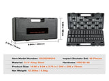 3/8" Impact Socket Set, 48 Piece Socket Set SAE & Metric 8-22mm6 Point Cr-V V952-CJT38SAECRV48ZGF4V0