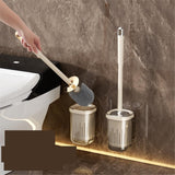 Compact Toilet Brush with Long Handle Wall Mounted No Drilling Bathroom Cleaning Tool Anti-Splash V1258-DP02-BOL-51