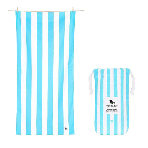 Dock & Bay Beach Towel Cabana Collection XL | Quick Dry | Tulum Blue DB-TOWLB-CAB-XL-LBL-R