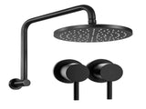 Cefito 9'' Rain Overhead Swivel Shower Head with Wall Twin Swivel Bathroom Tap SHOWER-A3-RO-9-BK-TAP-RO