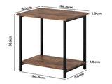 Levede Side Table 2 Pcs Industrial Vintage End Table 2-Tier Storage Nightstand NI1077-BR-2PCS-AU
