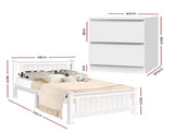 Artiss King Single Bed Frame and Bedside Table WBED-004KS-FURNI-PURE-AB
