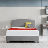 Linen Fabric Queen Bed Curved Headboard Bedhead - Night Ash V63-839841