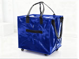 Blue Portable Folding Shopping Trolley Bag - Durable Woven Fabric, Reusable Grocery Bag V888-ELOSUNG42886