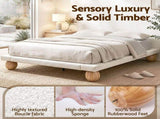 Artiss Queen Bed Frame with Boucle Upholstery and Solid Rubber Wood Legs BFRAME-G-DUNE-Q-BG-ABC