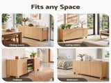 Artiss Buffet Sideboard Cabinet 2-Tier Fluted Kitchen Storage Ball Legs Pine FUR-Z-SID150-RND-WD-AB