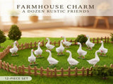 12 Pcs Desktop Goose Mini Plastic Desk Goose Statue, Small Geese Figurines for DIY Crafts, Farm V1192-AZ-W-26261