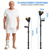 Pair of Adjustable Forearm Crutches for Adults, Lightweight Portable Walking Crutches with Spring V1181-AT002-BK