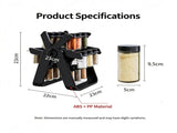 Upgraded Rotating Spice Holder with 18 Plastic Seasoning Bottles, Kitchen Countertop Storage V1221-XM-LB5188-ZS160
