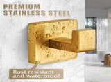 Brushed Gold Stainless Steel Heavy Duty Wall Mounted Square Towel Hooks Robe Hooks - 6 Pack for V1259-HOOK-SS-SQ-BG-6PK