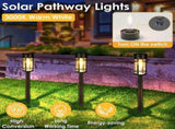 Solar Pathway Lights, 8 Pack LED Solar Lights Outdoor Waterproof, Glass Metal Garden Lighting for V1079-WARMLIGHT01