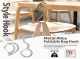 Foldable Titanium Alloy Bag Hook Dual Hook Portable Hanger for Desk Chair Travel Outdoor Camping V1341-ZY-ULKUNZ9E-SILVER-2PCS