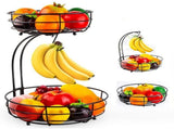 2-Tier Fruit and Vegetable Stand, Rectangular Wire Basket Bowl for Kitchen Storage and Organization V1366-AZ2-W-18381