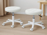 Levede 2x Rolling Bar Stool Swivel Salon SPA Chair Beige BR1065-BGX2