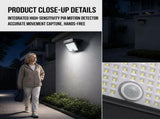 Solar Powered Outdoor LED Floodlight with Remote Control Motion Sensor, Dual Charging via Solar V1341-ZY-68KVS8NF-6000KWHITE
